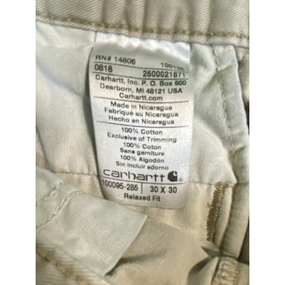 Carhartt Relaxed Fit Thrashed Khaki Pants/ Slacks Beige Measures 28 X 27 - Picture 9 of 16